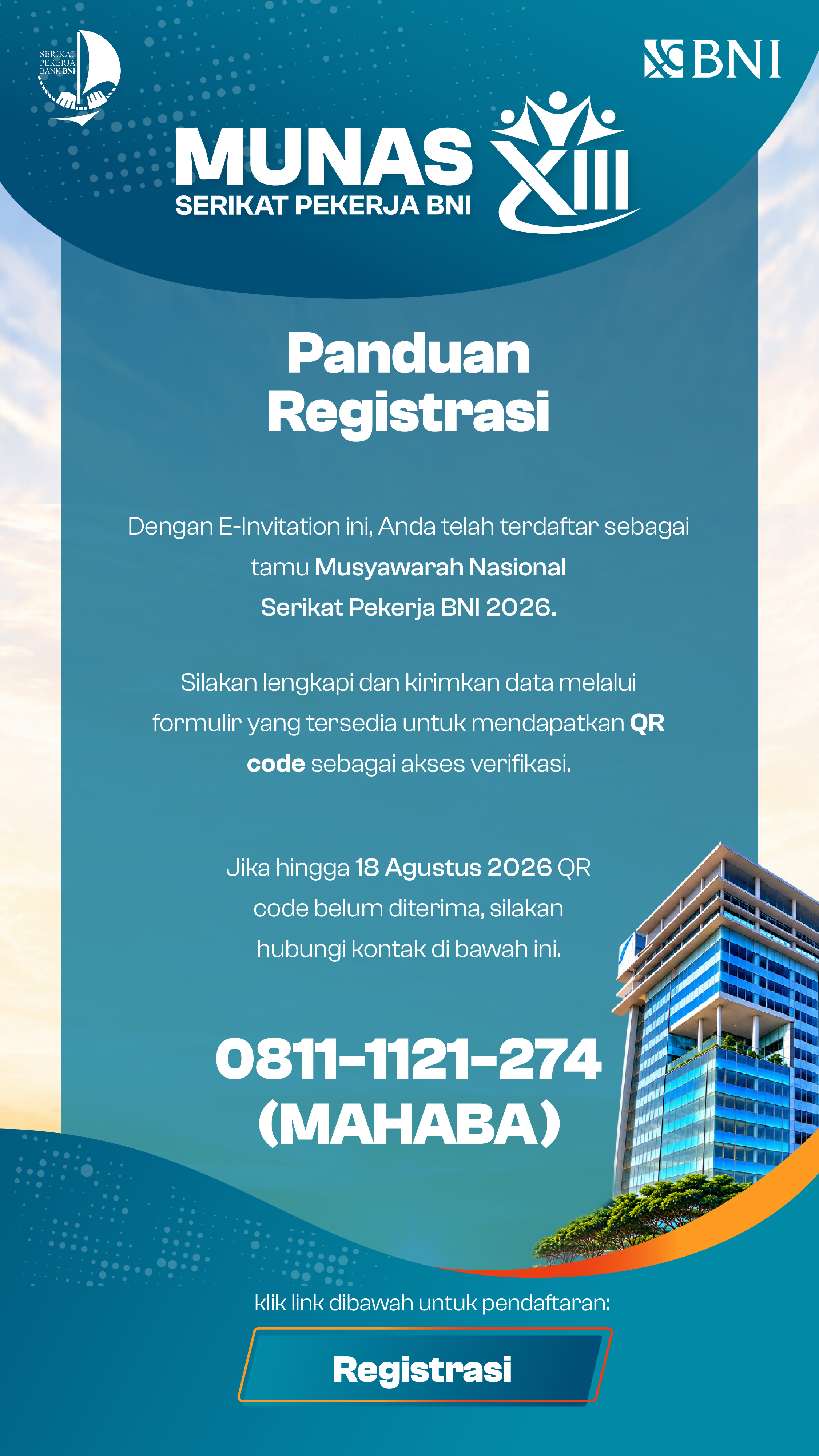 Panduan Registrasi & Kontak Munas XIII SP BNI